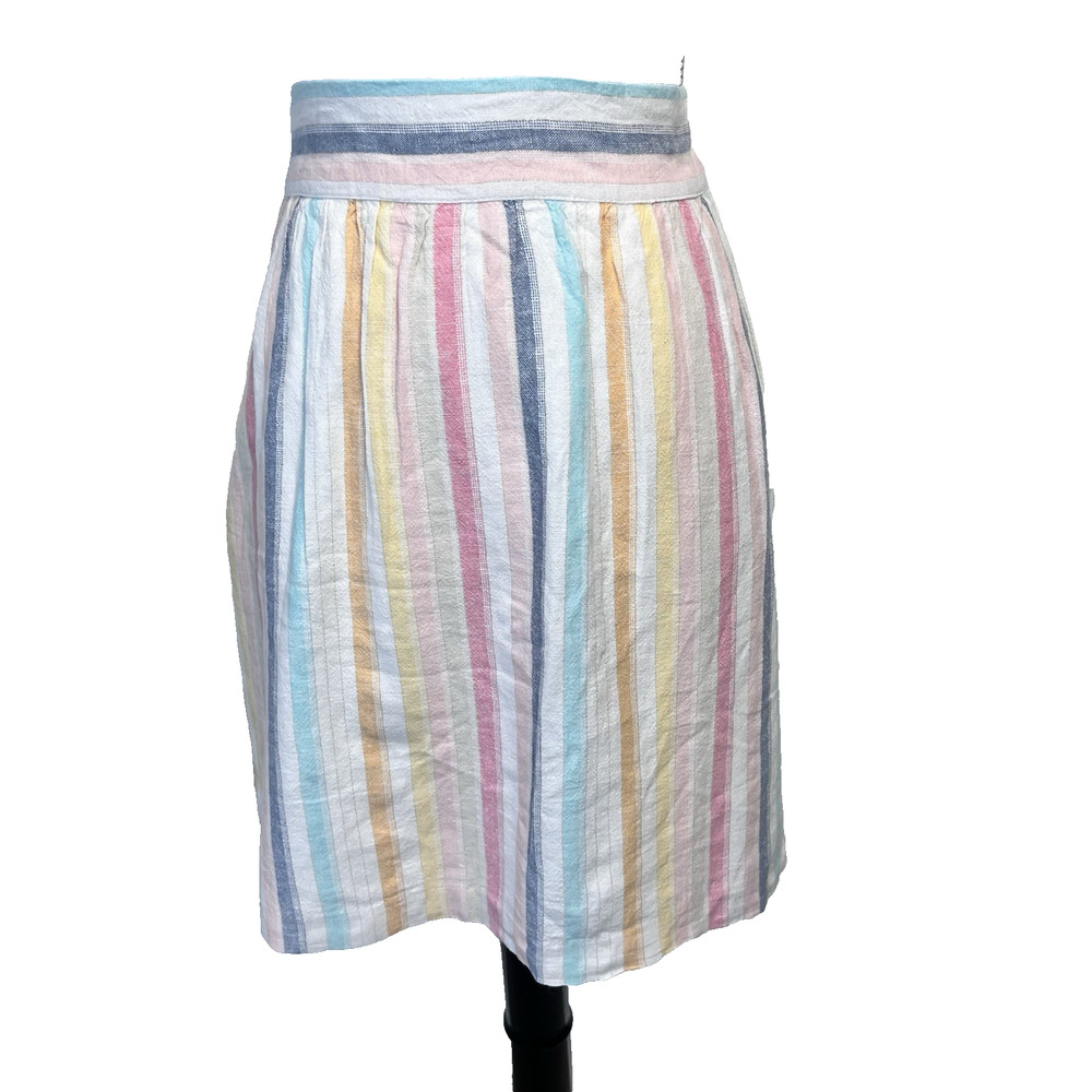 Ann Taylor Loft Skirt size Extra Large White Pink Blue Stripe Linen Short Summer